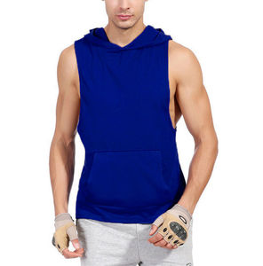 Camiseta sin mangas con capucha para entrenamiento informal para hombre, sudaderas sin mangas para entrenamiento de gimnasio, decoración bordada para culturismo, camiseta con corte muscular - Product Image 2