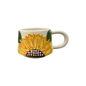 <b>Handmade</b> Sunflower <b>Mug</b> for Drinks Unique and Elegant <b>Ceramic</b> Drinkware - Product Image 1