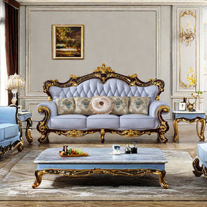 Juego de sofá de madera maciza Suar de caoba de teca Europea clásica para sala de estar, muebles duraderos para Villa de Hotel, apartamentos de Color Natural - Product Image 4