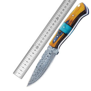 Cuchillos de Damasco personalizados al por mayor hoja fija caza y fabricante de cuchillos al aire libre con Funda de cuero Drop Shipping Vg10 - Product Image 6