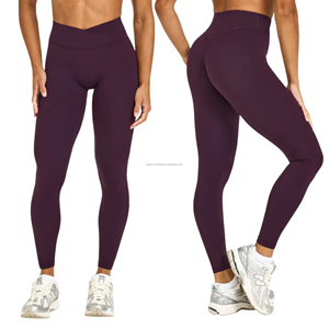 Hot New Women's No Front <b>Seam</b> Crossover Mid Rise Full Length Yoga Pants V Waist Naked Feel Butt Lift Gym <b>Tights</b> Sexy Activewear - Product Image 1