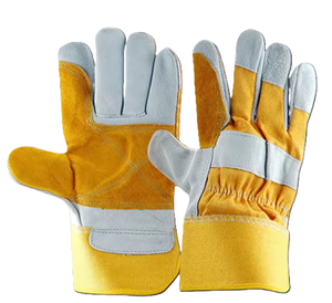 Gants de sécurité canadiens de taille XL de haute qualité paume en cuir de vache fendu avec manchette caoutchoutée gréeurs anti-coupure pour la protection du soudage - Product Image 1