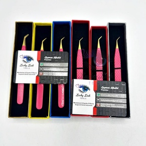 Pinzas de aislamiento de 45 grados de oro rosa oscuro con logotipo personalizado Volumen de agarre de diamante Etiqueta privada Cejas de pestañas de acero inoxidable - Product Image 6