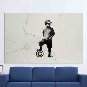 Impression sur toile Banksy Boy : Art graphique moderne pour votre espace, TOILE ENVELOPPEE - Product Image 1