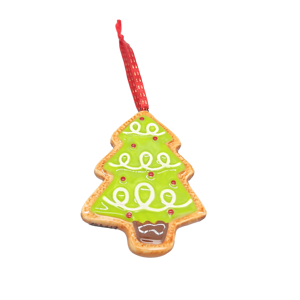 Ornement de Noël en céramique en forme d'arbre Win Seng WS2077-3, vente en gros, entièrement peint à la main, émaillé vert, suspendu pour Noël - Product Image 3