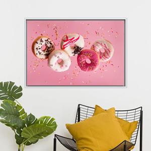 Modern Canvas Print: Sweet Doughnuts <b>Pink</b> Art Home Decor Artwork,1P:White <b>Framed</b> - Product Image 1