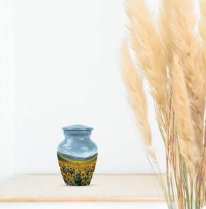 Urna de diseño de girasol, urna de cremación de recuerdo para cenizas de bebé, urna conmemorativa para cenizas humanas, funeral, negro, tamaño personalizado, blanco - Product Image 4