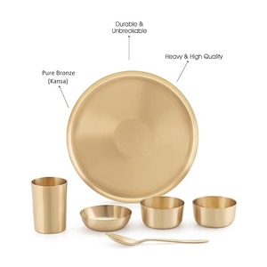 Juego de Platos Thali de Bronce de 6 Piezas, Fabricante Indio, Colección Sólida para el Hogar y Restaurantes, Juego de Platos Thali de Bronce - Product Image 3