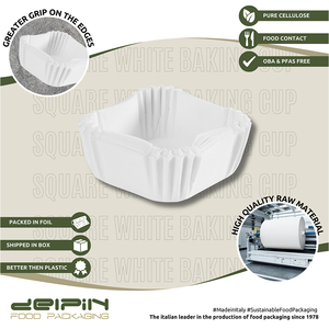 Made in Italy Customizable <b>Greaseproof</b> <b>Paper</b> Disposable Square White Baking Cup Cupcake Liners Cases Different Size - Product Image 3