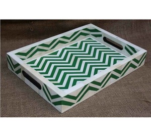 New Arrival Luxury Design Wooden Tray with Mother Pearl Inlay Bone for Food Serving Home Decorative for Ramadan Serving Tray - Product Image 5