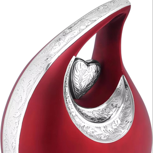 Urna Funeraria de Metal Mate Hecha a Mano, Diseño de Lágrima Roja Grande, Estilo Moderno, Color Rojo, Disponible al por Mayor para Cenizas Humanas - Product Image 3