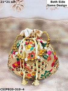 Sac de soirée brodé indien fait à la main Cadeaux de retour inoubliables pour les célébrations de mariage Potli Batua Pochette! - Product Image 5