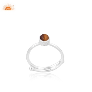 Minimalista amarillo Ojo de Tigre minimalista forma redonda apilable todos los días anillo de mujer piedras preciosas naturales joyería hecha a mano - Product Image 1