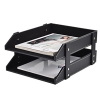 Baki Organizer Meja Kulit Premium 10x8x1.5 Inci Detail Jahitan Dekoratif Modern Profesional Multifungsi Perlengkapan Meja