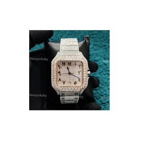 Reloj de pulsera de acero inoxidable de lujo personalizado de alta calidad Original estilo Hip Hop Iced Moissanite reloj de diamantes - Product Image 1