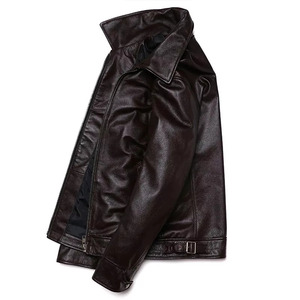 Chaqueta de cuero genuino de motorista para hombre, abrigo de cuero estilo moto con cremallera, chaquetas nuevas bordadas personalizadas de alta calidad 2025 - Product Image 3