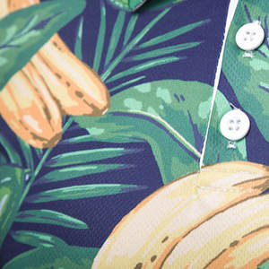 Men's Performance <b>Polo</b> <b>Shirt</b> | <b>Navy</b> <b>Blue</b> Banana & Tropical Leaf Sublimation Print | Breathable Artistic Summer Sportswear Top - Product Image 3