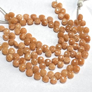 Prix de gros 8MM Amazonite orange perles à facettes en forme de coeur Briolette perles de pierre précieuse calibrée - Product Image 2