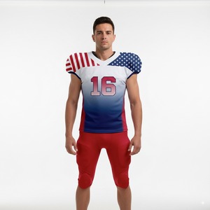 Ensemble d'uniformes de football américain unisexe personnalisés du meilleur design Uniforme uni en polyester 7 sur 7 avec nom et numéros d'équipe personnalisés - Product Image 2