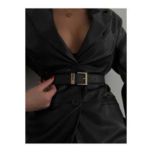 Ceinture pour femme avec boucle dorée, ceinture pour pantalon, ceinture pour veste, ceinture pour robe, ceinture pour chemise - Noir-doré - Product Image 1