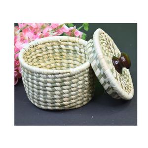 Cesta de hierba Sabai natural hecha a mano para almacenamiento decorativo y organización ecológica del hogar con tejido artesanal rústico duradero - Product Image 4