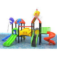 Toboggan Aquatique Aqua Aventure Aire de Jeux pour Enfants Jet d'Eau Extérieur Toboggan de Parc Aquatique pour Piscine Resort Parc
