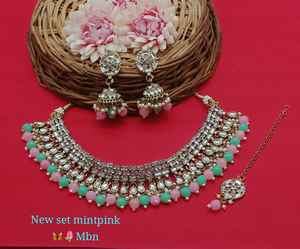 Conjunto de joyas chapadas en oro Kundan tradicional indio y conjunto de collar de cobre para mujeres y niñas accesorios indios joyería Mujer - Product Image 2