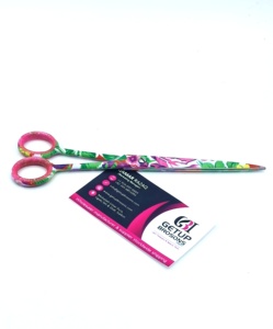 กรรไกรตัดผมสแตนเลสเคลือบกระดาษลายดอกไม้คุณภาพสูง ทนทาน ด้ามยาว ใบมีดคม ปลายแหลม รับทำโลโก้ตามสั่ง - Product Image 4