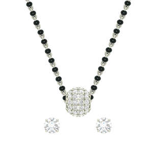 Compre un Conjunto de Mangalsutra de Plata Pura, Joyería Fina Étnica Clásica y Moderna con Circonita y Diamantes para Bodas, Fiestas y Compromisos - Product Image 1