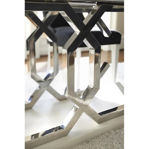 Western Style Luxury <b>Foldable</b> Extendable <b>Dining</b> <b>Table</b> with Glass Top and Stainless Steel Frame for Home <b>Dining</b> <b>Table</b> For Room - Product Image 3