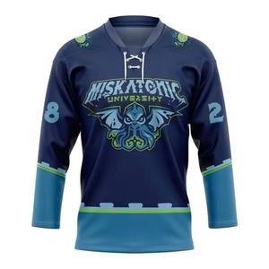 Camisetas deportivas personalizadas de alta calidad, camisetas de hockey sublimadas OEM con diamantes de imitación, camisetas deportivas clásicas, uniformes para hockey sobre hielo - Product Image 5