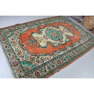 พรมวินเทจ พรมขนาดใหญ่ 5.9x8.9 ฟุต พรมสีส้มไล่เฉด - Product Image 2