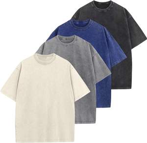 Streetwear T-shirt décontracté 100% coton solide motif avant Logo coupe ample tissu tricoté - Product Image 1