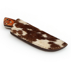 Cuchillo de bolsillo personalizable completo Tang, hoja de acero de Damasco duradera, Funda de cuero, mango de madera para caza al aire libre, Camping, OEM - Product Image 4