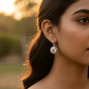 Boucles d'oreilles pendantes en argent sterling 925 avec topaze blanche pour femmes, bijoux tendance, idée cadeau - Product Image 1