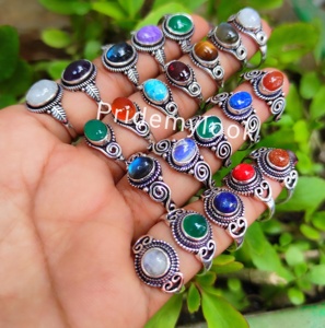 Top vente en gros mode anneaux pierre précieuse naturelle en argent Sterling plaqué étanche en laiton bijoux en acier cadeau but 012 - Product Image 5