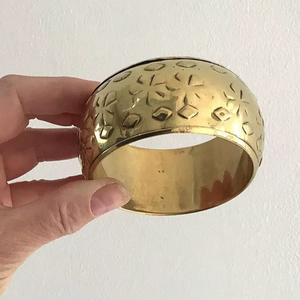 กำไลข้อมือทองเหลืองดิบ69มม., กำไลข้อมือฝัง, กำไลข้อมือช่องว่างเปล่า, สร้อยข้อมือทำด้วยมือกว้าง, ทองเหลืองดิบ - Product Image 1