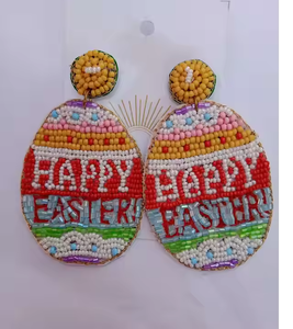 ต่างหูลูกปัดถักโครเชต์ทำมือสำหรับผู้หญิงต่างหูแฟชั่นหลากสีเครื่องประดับเทียม - Product Image 3