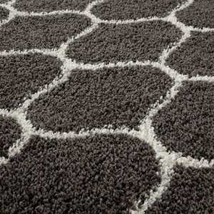 พรมขนสัตว์เทียมสีเทาเข้มสไตล์โมร็อกโก 640-Tufted ขนกระต่ายเทียม สำหรับห้องนั่งเล่น พรมรูปทรงสี่เหลี่ยมคลาสสิก ตกแต่งทางเดิน ห้องนอนวัยรุ่น - Product Image 2