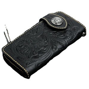 Portefeuille Long à chaîne pour motard, Mini chaîne, en cuir de vache, Logo personnalisé gaufré, Premium, - Product Image 1