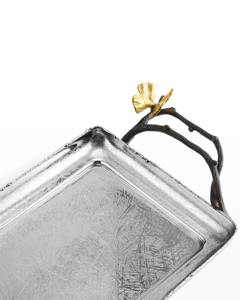 Plateau décoratif contemporain en aluminium pour les décors de table élégants Décor moderne Centre de table poignée inspirée de la nature Besoins de service - Product Image 3