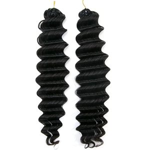Extensions de cheveux indiens Remy Kbeth Deep Wave Knotless 1B pré-séparées pour crochet, ligne Feather Line, 100 % bouclés profonds, compatibles permanente - Product Image 3