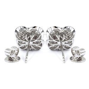 Boucles d'oreilles modernes sur mesure en or blanc massif 18 carats avec diamants naturels ronds et baguette pour femme – Cadeau tendance - Product Image 3