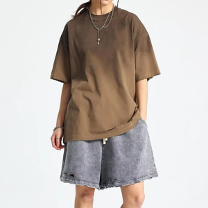 Haute qualité 100% coton 230gsm hommes Crop surdimensionné T-Shirt personnalisé Boxy imprimé Logo à la mode conception vierge - Product Image 2