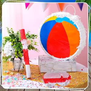 Décorations <span class=keywords><strong>de</strong></span> fête d'anniversaire sur le thème <span class=keywords><strong>de</strong></span> l'été avec bâton <span class=keywords><strong>de</strong></span> pinata et confettis Set Small Beach Ball Pinata - Product Image 4