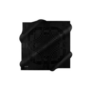 Black Silk Jacquard Square Scarf with Geometric Pattern - Product Image 1