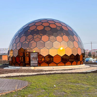 Dôme géodésique en verre d'aluminium de luxe pour l'extérieur, 8m, 15m, 20m, tente de maison en forme de boule, véranda en verre, serre, capsule spatiale, maison de camping