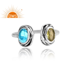 สินค้ามาใหม่925สเตอริงเงินธรรมชาติสีฟ้าบุษราคัมและเพอริดอตเครื่องประดับที่กำหนดเองสำหรับผู้หญิงของขวัญสำหรับผู้หญิง - Product Image 3