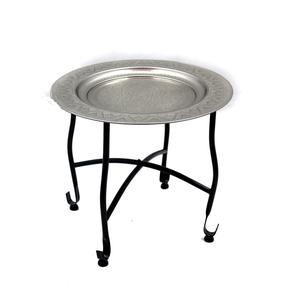 Mesa redonda de hierro de diseño elegante con patas, mesas de exterior de color plateado y níquel para muebles de exterior y sala de estar - Product Image 5