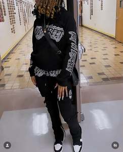 Manufacturer Custom logo Puff Printing <b>Tech</b> Cotton Fleece Tracksuits Hoodie and Sweatpants Tracksuit Jogging Suit Unisex - Product Image 6